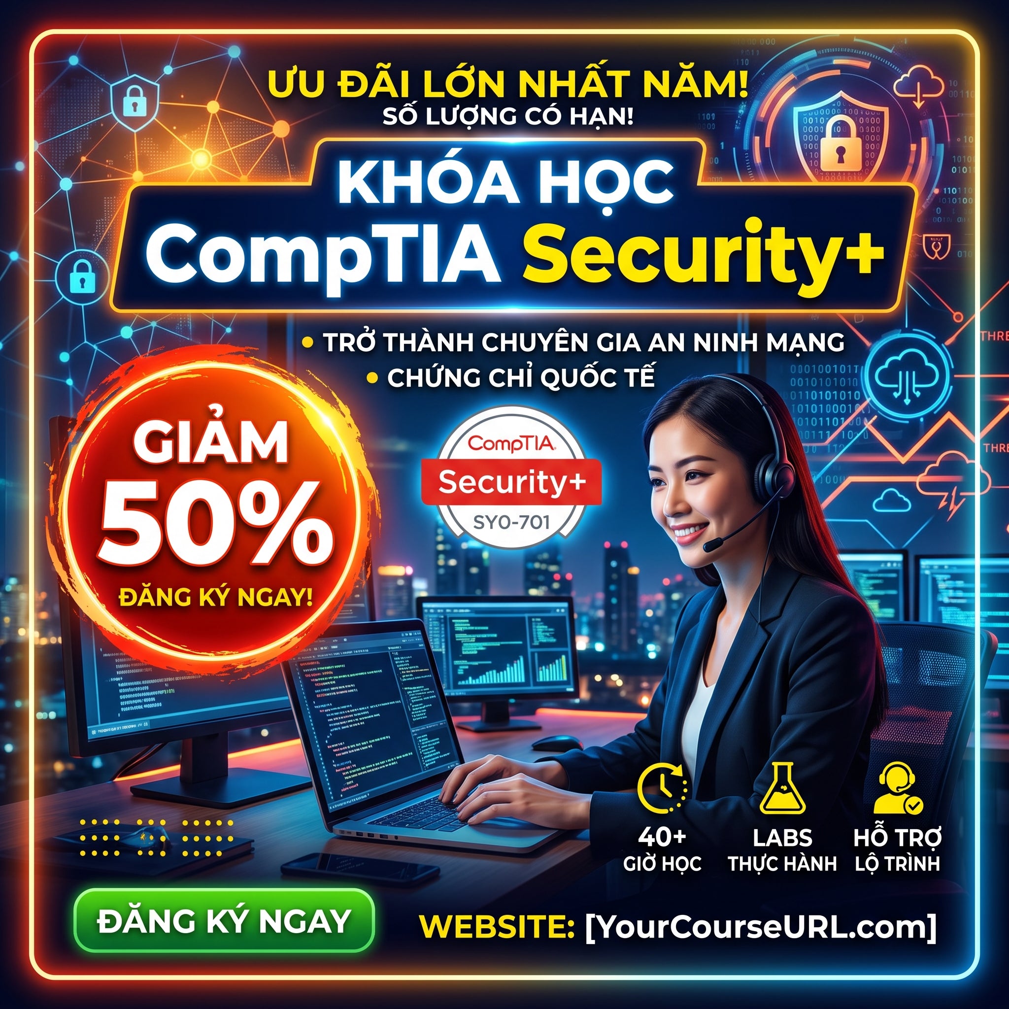Khóa Học CompTIA Security+ SY0-701 - Giảm Giá 50%